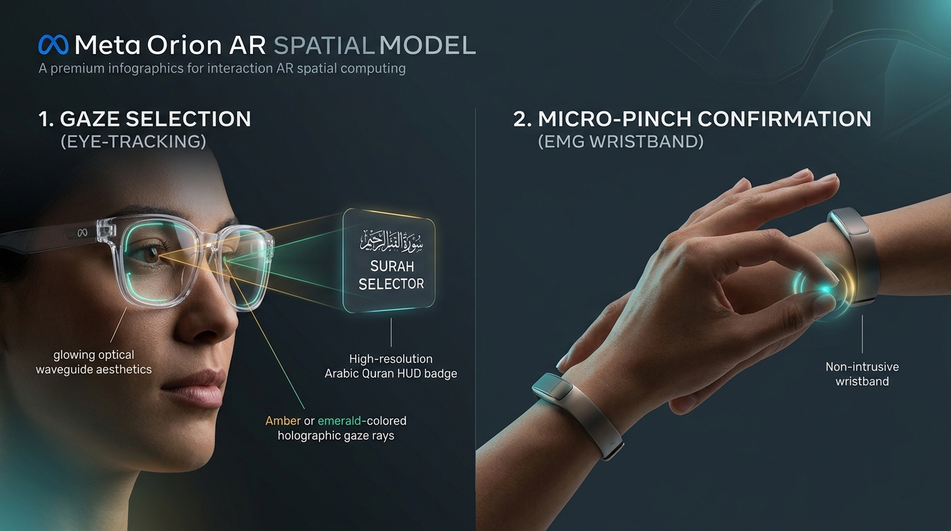 Meta Orion Eye-Gaze Selection and Neural Micro-Pinch Interaction